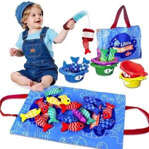 Kids Cloth Fishing Game - Blue Multicolor